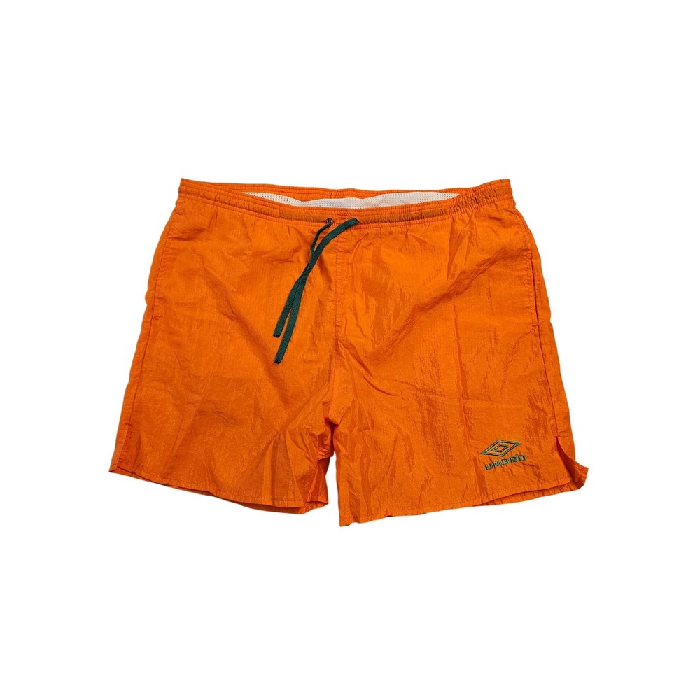 Vintage Umbro Orange Nylon Soccer Shorts Mens Large 90 Graphic Made in USA U3409